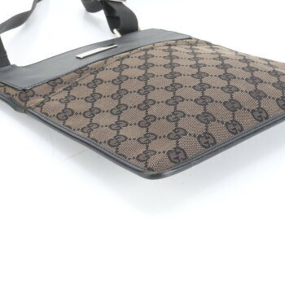 Gucci canvas messenger GG leather MEE bag business shoulder brown - Picture 4 of 9